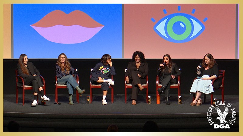 FULL VIDEO: (1:05:34): DGA members gathered in the Los Angeles Theater for a celebration of talented women members of the Guild during the third Women’s Day at the DGA. Hosted by the Women’s Steering Committee (WSC), Women’s Day: The Language of the Auteur, featured a peer-to-peer round table panel discussion with Directors Pamela Adlon (Better Things), Ana Lily Amirpour (A Girl Walks Home Alone at Night), Niki Caro (Mulan), Numa Perrier (Jezebel) and Sarah Adina Smith (Lessons in Chemistry), women Directors with unique cinematic voices whose work is changing the conversation around the craft. The conversation was moderated by Director/WSC Activities & Events Subcommittee Coordinator Mo Perkins (A Quiet Little Marriage).