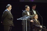 Coppola introduces the first DGA Honors 2002 recipients Michael Barker, Marcie Bloom and Tom Bernard of Sony Pictures.