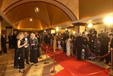 The red carpet at the Century Plaza Hotel is ready to receive the VIPs. 