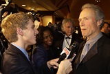 Eastwood grants an interview to a cub reporter.