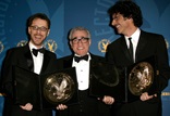 Ethan Coen and Joel Coen with presenter Martin Scorsese.