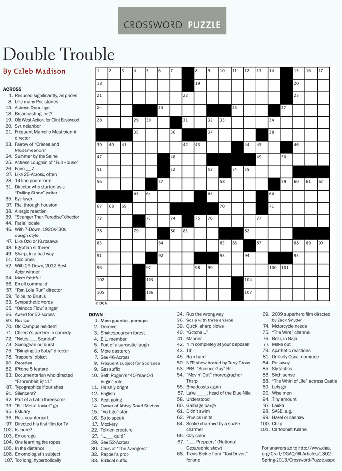 DGA Quarterly Magazine | Spring 2013 | Crossword Puzzle