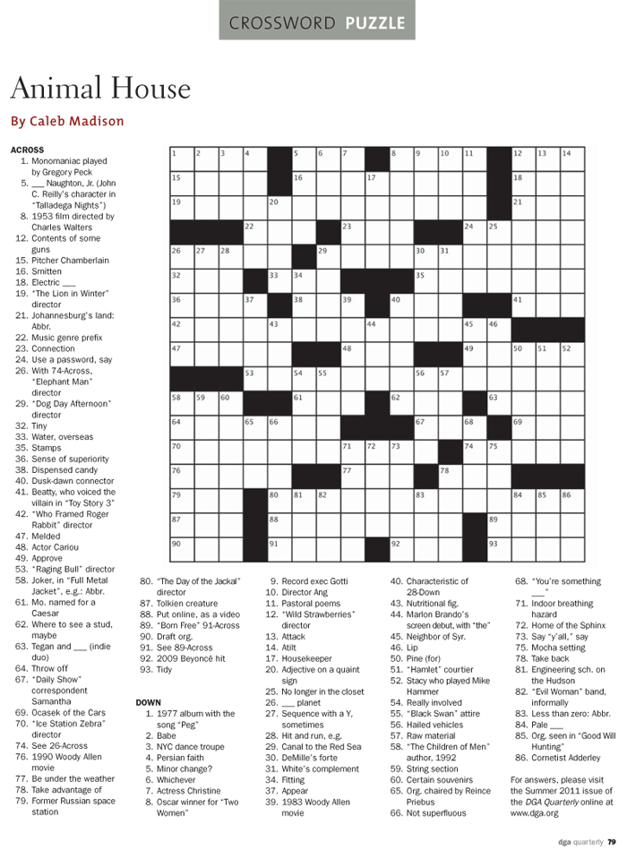 dga quarterly magazine summer 2011 crossword puzzle