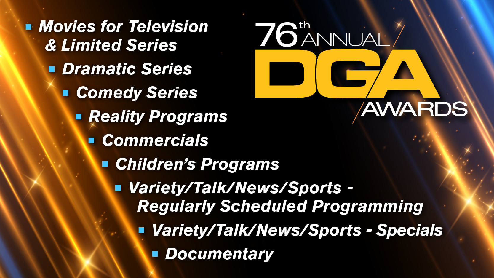 DGA Announces Nominees for Outstanding Directorial Achievement in Television, Commercials and Documentary for 2023
