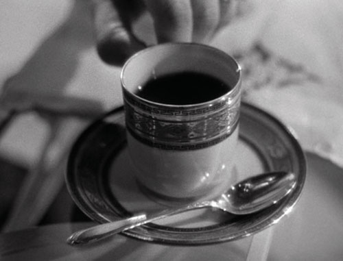  THE AROMA OF DEATH: The near-lethal cup of coffee. - Screenpull: RKO/The Criterion Collection